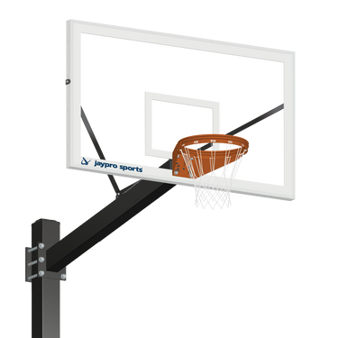 Basketball System - Titan (Powder Coated) Black (6 in. x 6 in. Pole with 6 ft. Offset) - 72 in. Glass Backboard - Playground Goal (Surface Mount)